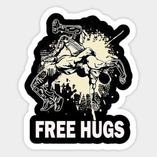 Free Hugs Wrestling Mens Youth Wrestling lover Sticker